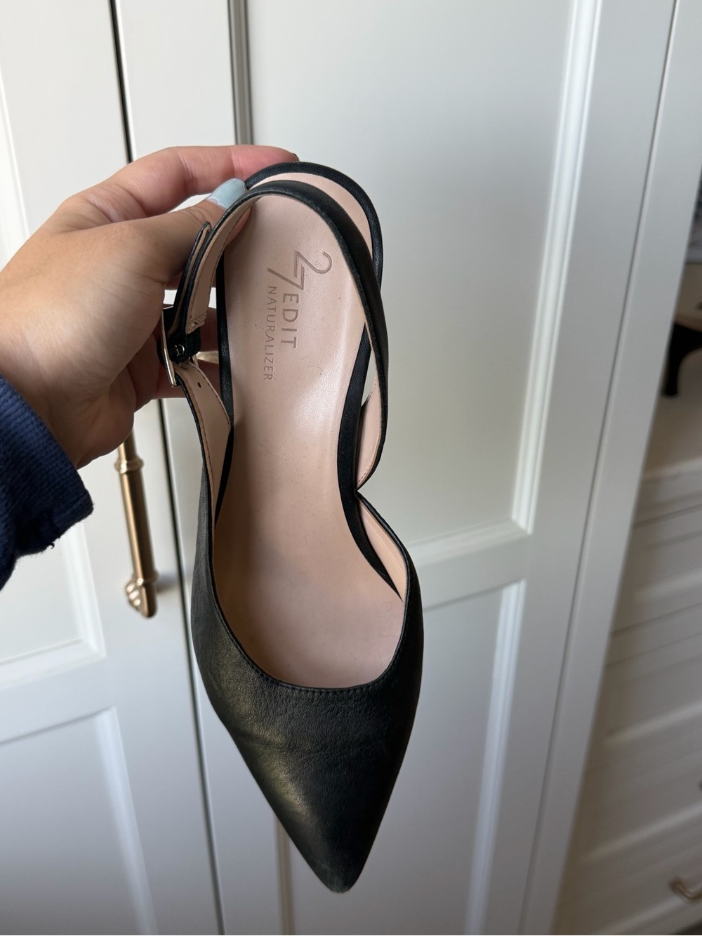27 EDIT Black Pointed Slingback Heels with Adjustable Buckle - Picture 4 of 5